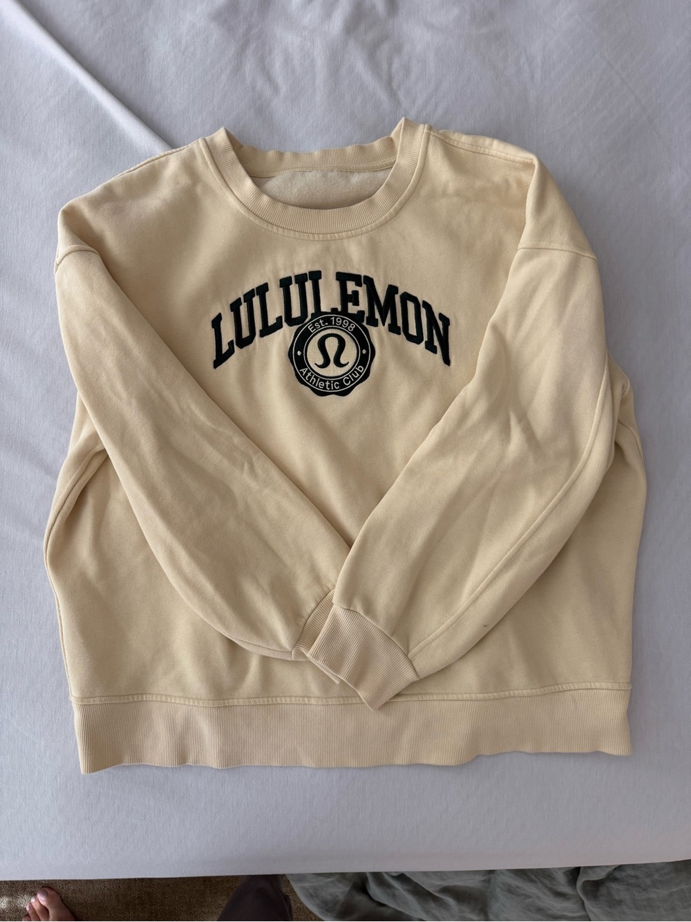 lululemon athletica Cream Crewneck with Black Logo